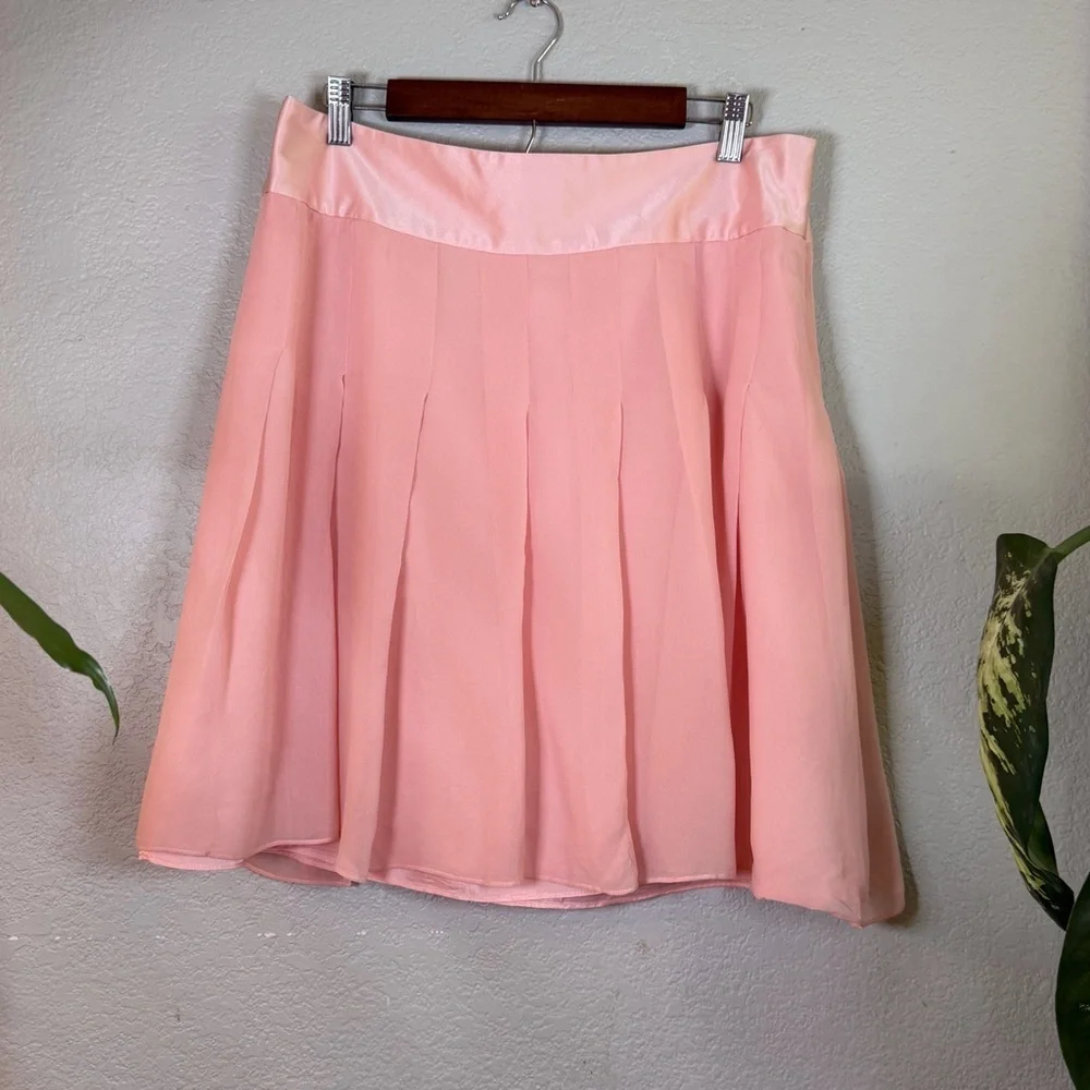 Banana Republic Silk Pleated Sheer Pastel Pink Feminine Cottagecore Skirt 14